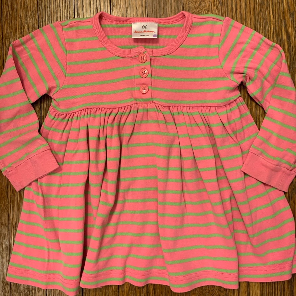 Hanna Andersson pink/green striped play dress 
90